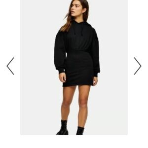 TOPSHOP MINI Black Hoodie Dress